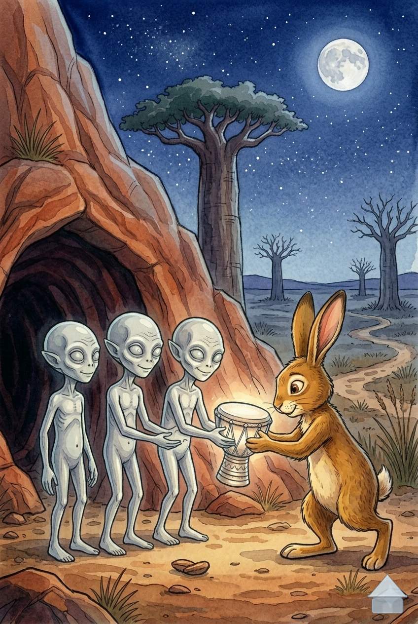 Hare and the rain drum